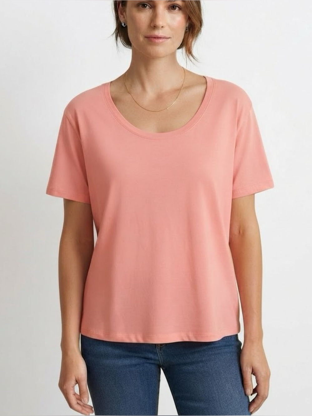 NWOT Athleta Release Tee XL Island Coral Peach Slouchy Scoop Neck Short Sleeve